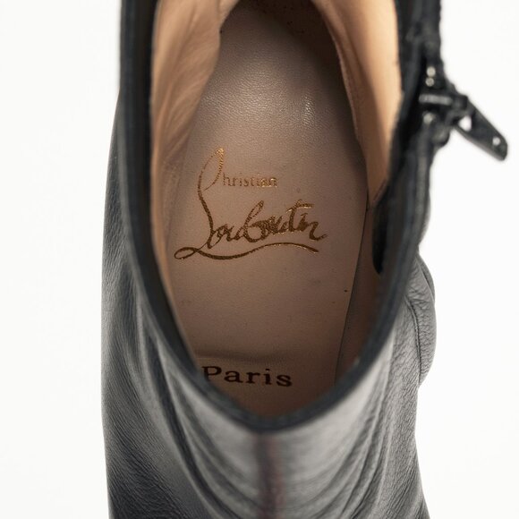 Christian Louboutin Black Grained Leather Heeled Booties - Picture 9 of 9